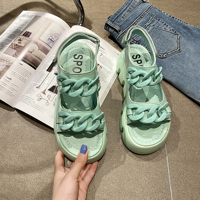 Ženske kožne sandale s grubim potplatom od 5,5 cm