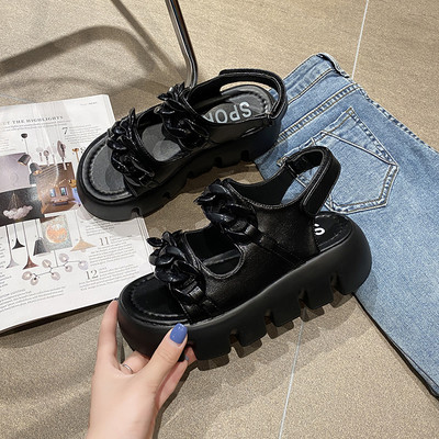 Ženske kožne sandale s grubim potplatom od 5,5 cm