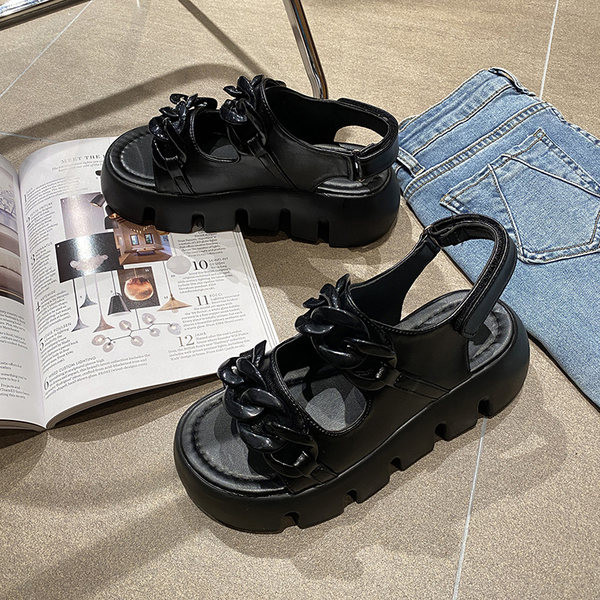 Ženske kožne sandale s grubim potplatom od 5,5 cm