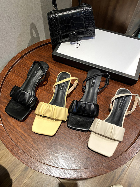 Έκο δερμάτινα γυναικεία σανδάλια και λεπτό τακούνι - 4,5 cm