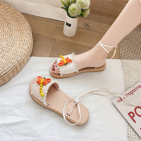 Ikdienas sieviešu sandales ar pērlēm un 3D elementu divās krāsās