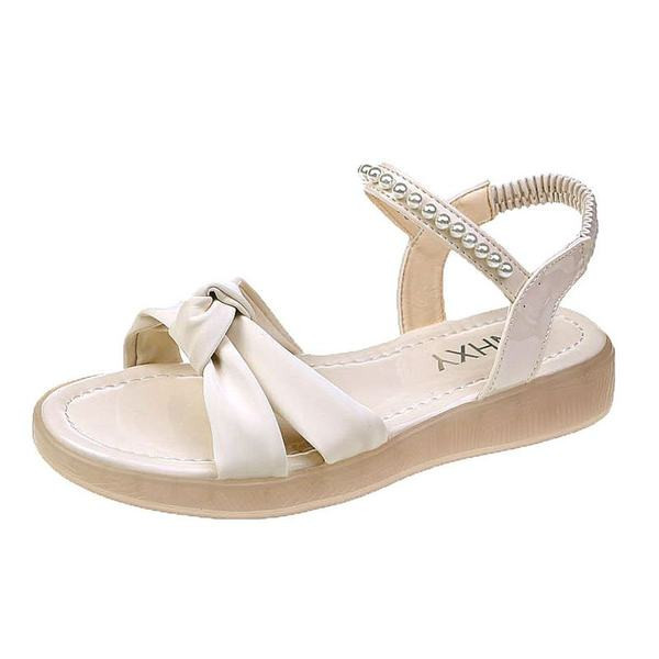 Γυναικεία σανδάλια με μαργαριτάρια σε πράσινο και λευκό χρώμα