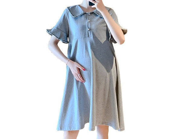 Ženska ležerna haljina za trudnice na gumbe