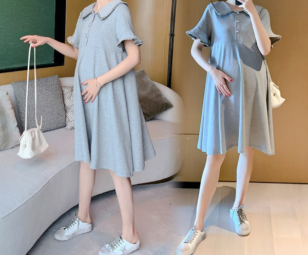 Ženska ležerna haljina za trudnice na gumbe