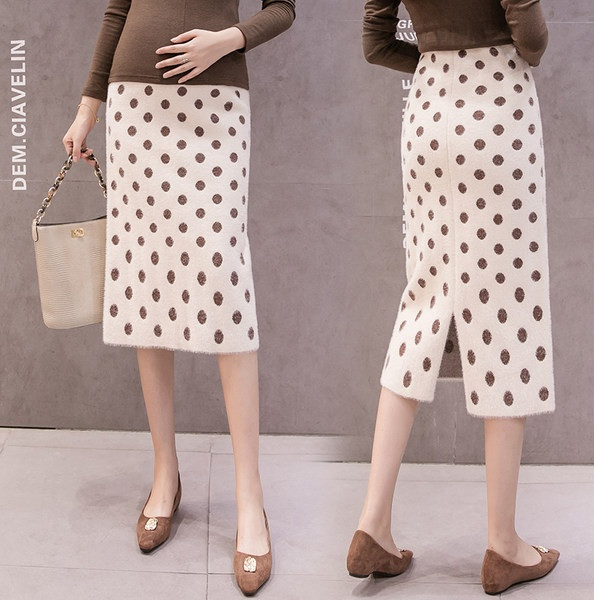 Stilingas moteriškas ilgo sijono tiesus modelis nėščiosioms