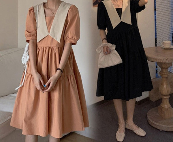 Casual γυναικείο φόρεμα με τετράγωνο ντεκολτέ για έγκυες γυναίκες