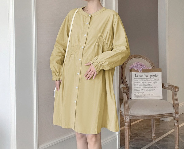 Ženska ležerna haljina s dugmićima i dugim rukavima za trudnice