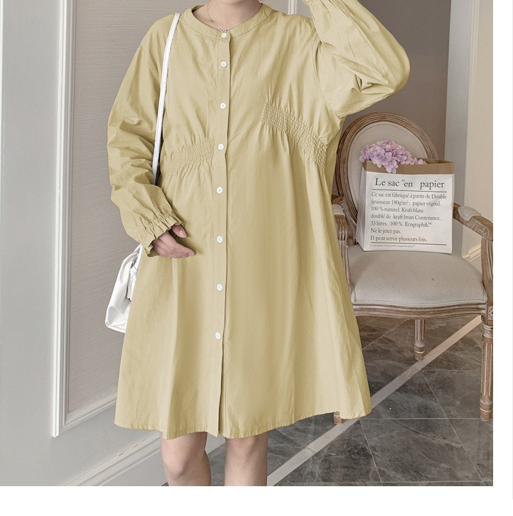 Ženska ležerna haljina s dugmićima i dugim rukavima za trudnice