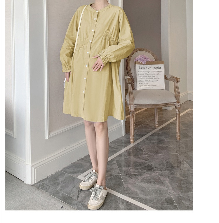 Ženska ležerna haljina s dugmićima i dugim rukavima za trudnice