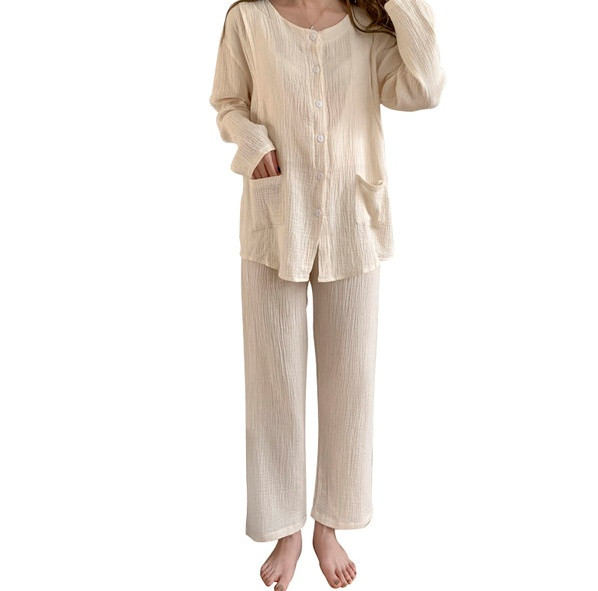 Moderna ženska pidžama s dugmićima i dugim rukavima za trudnice