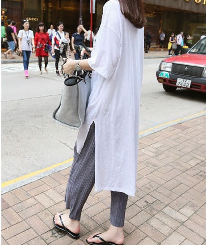 Μοντέρνο μακρύ πλισέ παντελόνι για έγκυες γυναίκες