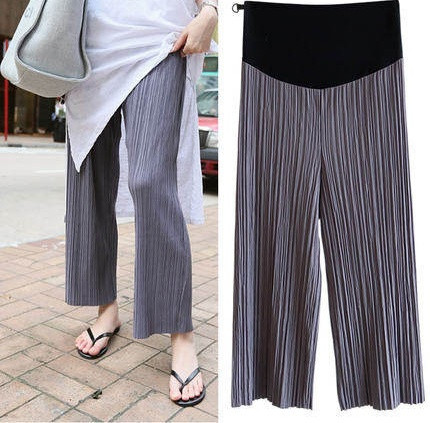 Μοντέρνο μακρύ πλισέ παντελόνι για έγκυες γυναίκες