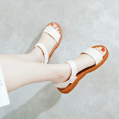 Moteriškos basutės plokščiu padu ir velcro užsegimu