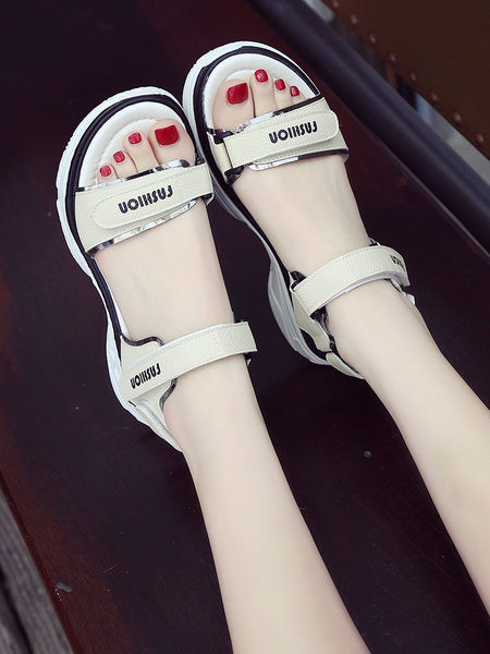 Ženske casual sandale sa natpisom i naljepnicama u tri boje