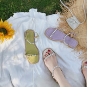 Νέο μοντέλο καθημερινά γυναικεία  σανδάλια με λεπτά λουράκια και πέρλες