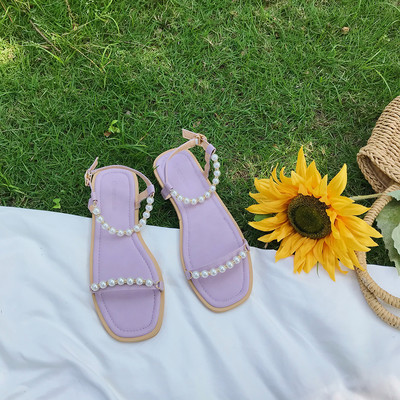Νέο μοντέλο καθημερινά γυναικεία  σανδάλια με λεπτά λουράκια και πέρλες