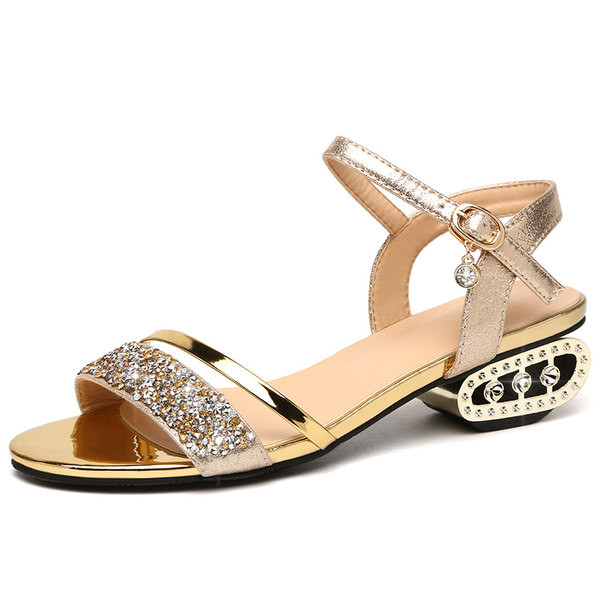 Ženske moderne sandale s kopčom i ukrasnim kamenčićima