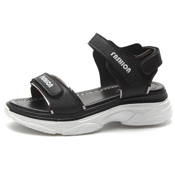 Ženske sandale sa čičak kopčanjem i natpisom