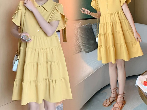 Moderna izrezana haljina s gumbima za trudnice