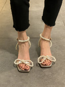 Elegantsed pärlitega naiste sandaalid 7 cm kontsaga