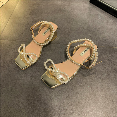 Elegantsed pärlitega naiste sandaalid 7 cm kontsaga