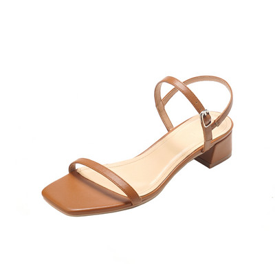 Ženske sandale od eko kože sa tankim lancima i petom 3 cm