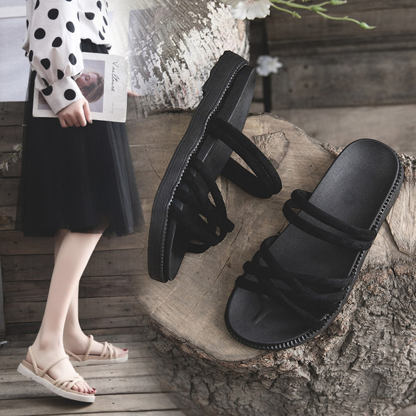 Ženske ležerne sandale sa remenčićima i ravnim đonom - u dvije boje