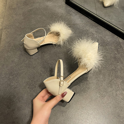 Έκο δερμάτινα σανδάλια μυτερό μοντέλο με διακόσμηση