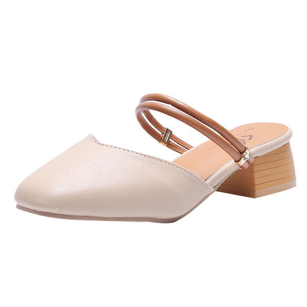 Ženske zatvorene sandale s četvrtastom petom i vezicama