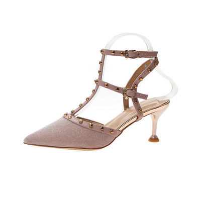 Ženske sandale na špic s petom i metalnim kockicama