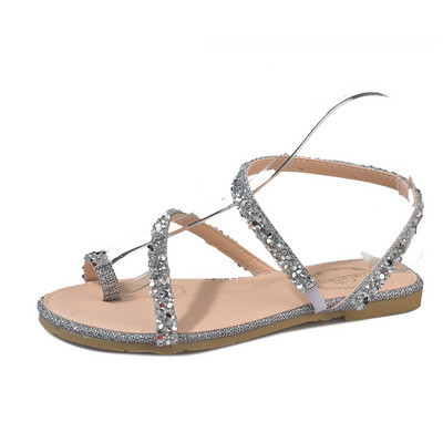 Γυναικεία σανδάλια ανάμεσα στα δάχτυλα με διακοσμητικές πέτρες - δύο χρωμάτων