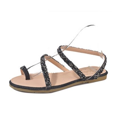 Γυναικεία σανδάλια ανάμεσα στα δάχτυλα με διακοσμητικές πέτρες - δύο χρωμάτων