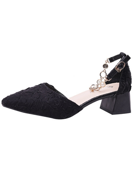 Šiljati model ženskih sandala sa metalnim lancem i perlama