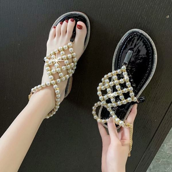 Ženske casual papuče sa perlama u dvije boje