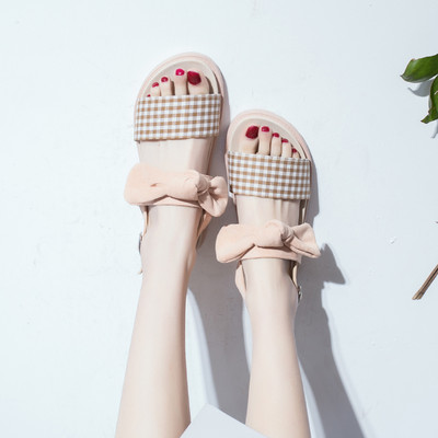 Casual γυναικεία καρό σανδάλια με βολάν