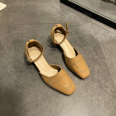 Ikdienas sieviešu ādas sandales ar zemu 5 cm papēdi