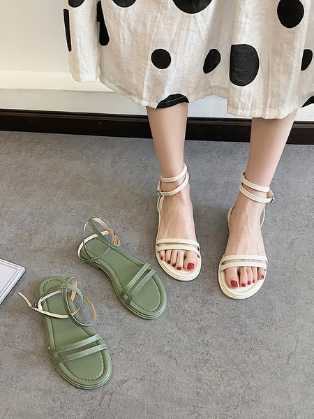 Νέο μοντέλο γυναικεία σανδάλια σε επίπεδη σόλα με λεπττά λουράκια και αγκράφα