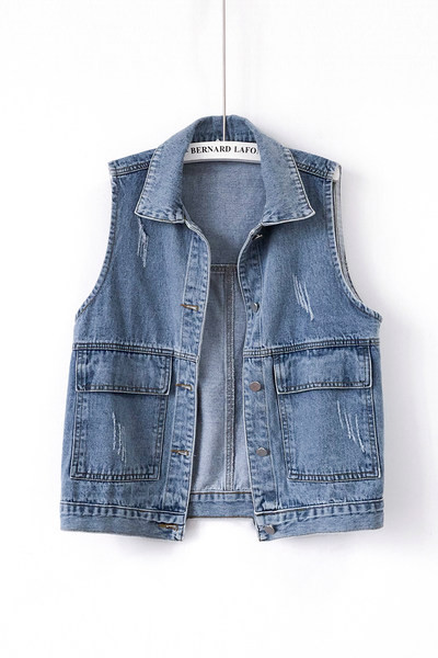 Γυναικείο γιλέκο casual με τσέπες και κουμπιά