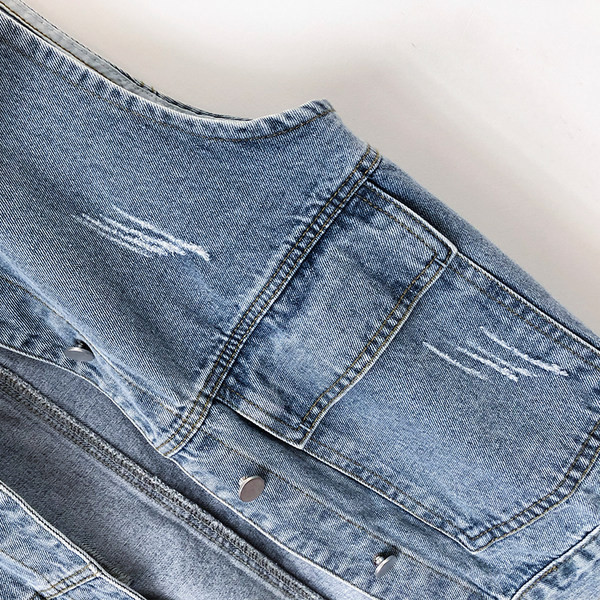 Sieviešu džinsa veste ar kabatām un pogām trīs krāsās