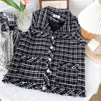 Γυναικείο γιλέκο καρό με κουμπιά και κλασικό κολάρο