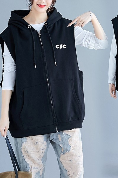 Ležerna ženska vesta s kapuljačom i patentnim zatvaračem - veličina do 4XL