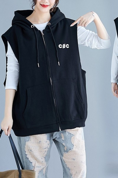 Ležerna ženska vesta s kapuljačom i patentnim zatvaračem - veličina do 4XL