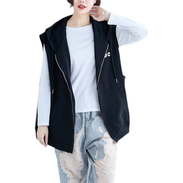 Ležerna ženska vesta s kapuljačom i patentnim zatvaračem - veličina do 4XL