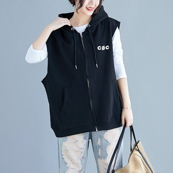 Ležerna ženska vesta s kapuljačom i patentnim zatvaračem - veličina do 4XL