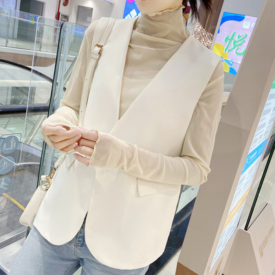 Γυναικείο κομψό γιλέκο με κουμπί και σχισμή στο πίσω μέρος