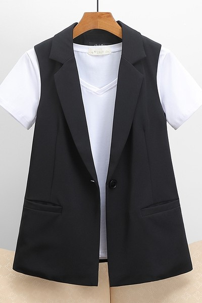 Ženski casual prsluk s gumbima i džepovima