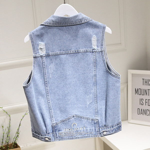 Γυναικείο γιλέκο τζιν νέο μοντέλο με κουμπιά και τσέπες
