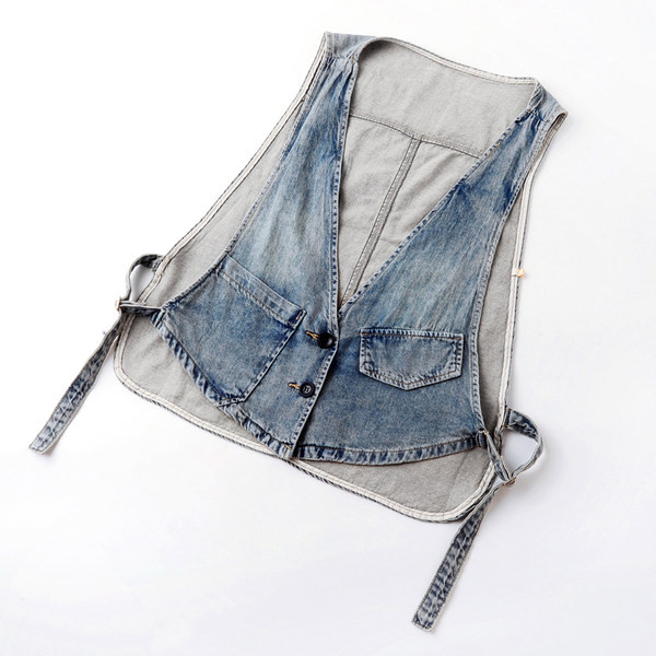 Moderan ženski prsluk od teksasa s tekstilnim dijelom