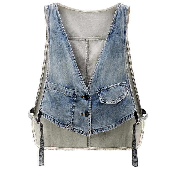 Moderan ženski prsluk od teksasa s tekstilnim dijelom