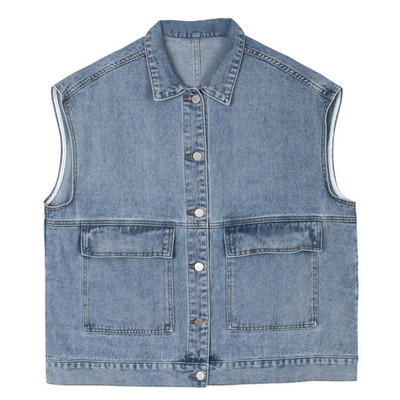 Γυναικείο γιλέκο με τζιν με τσέπες και κουμπιά